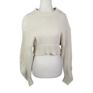 Urban Outfitters Cream Cotton Blend Crop Pullover Sweater S